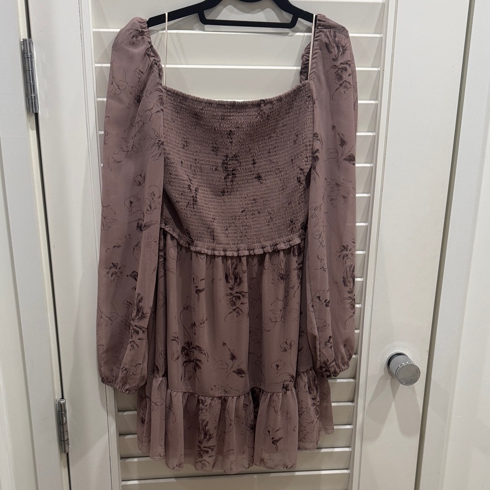 Wilfred Purplish Brown Sheer Floral Dress with Lining